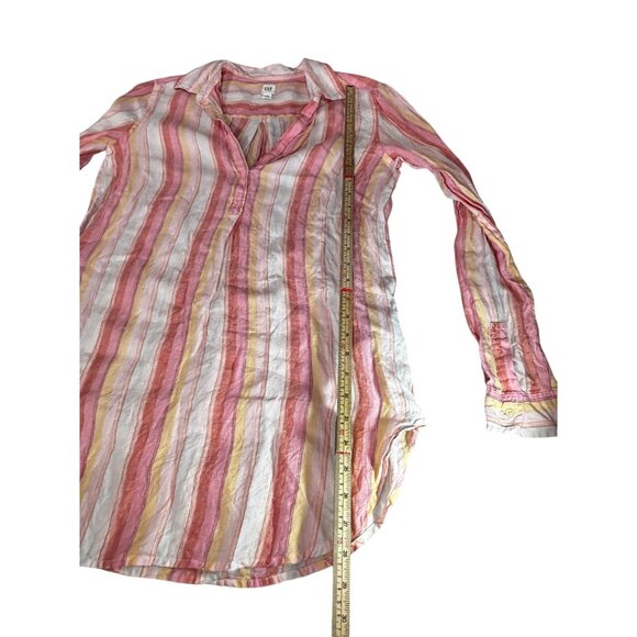 Gap Womens Striped Lightweight Linen Tunic Top XS Long Sleeve Multicolor - Picture 10 of 10